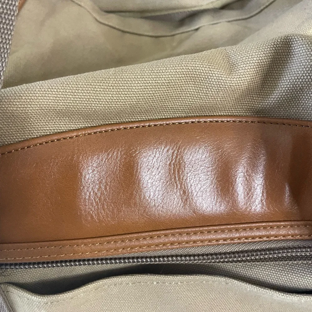 Tan and Brown Men's Duffel Bag